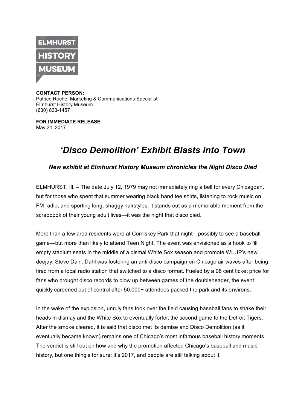 Disco Demolition’ Exhibit Blasts Into Town