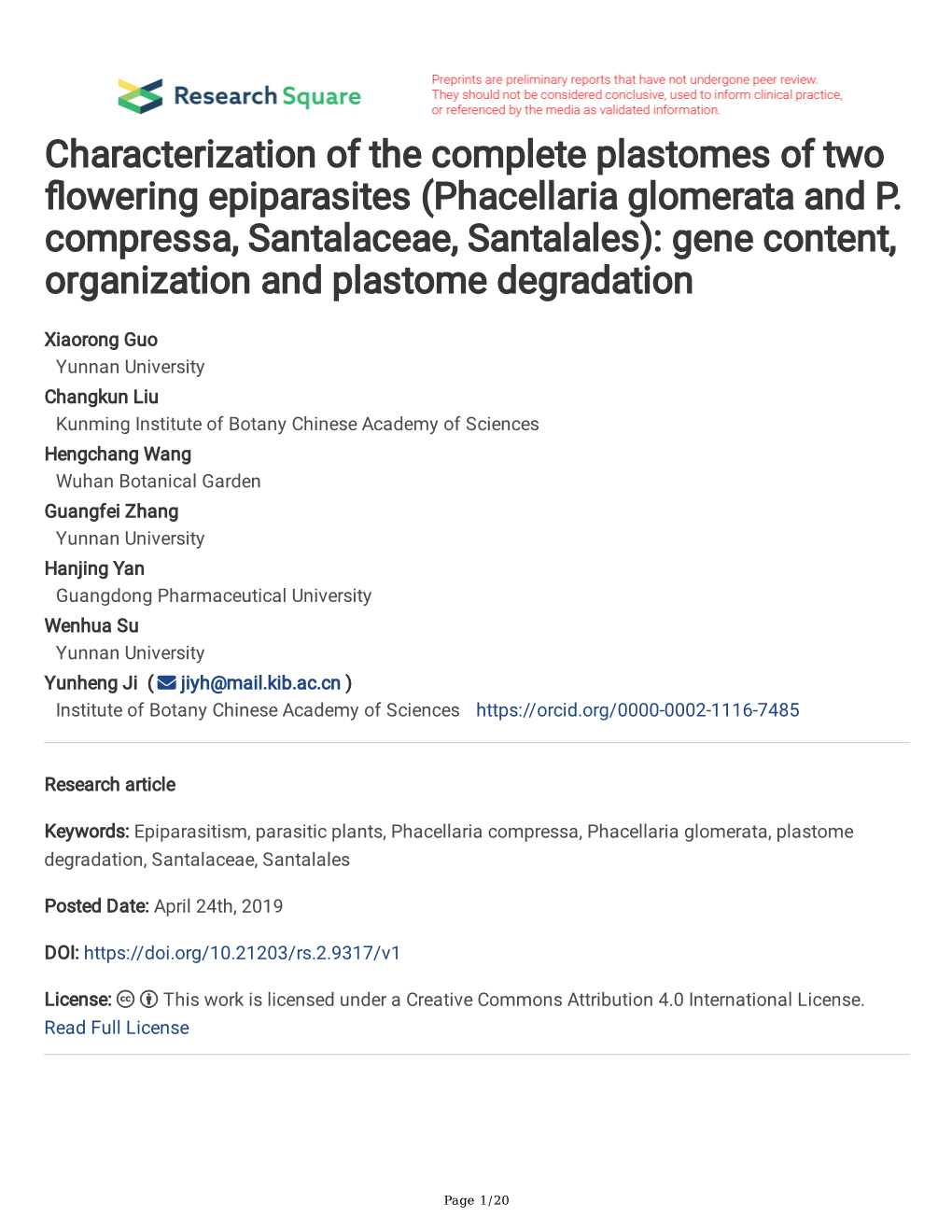 Characterization of the Complete Plastomes of Two Flowering