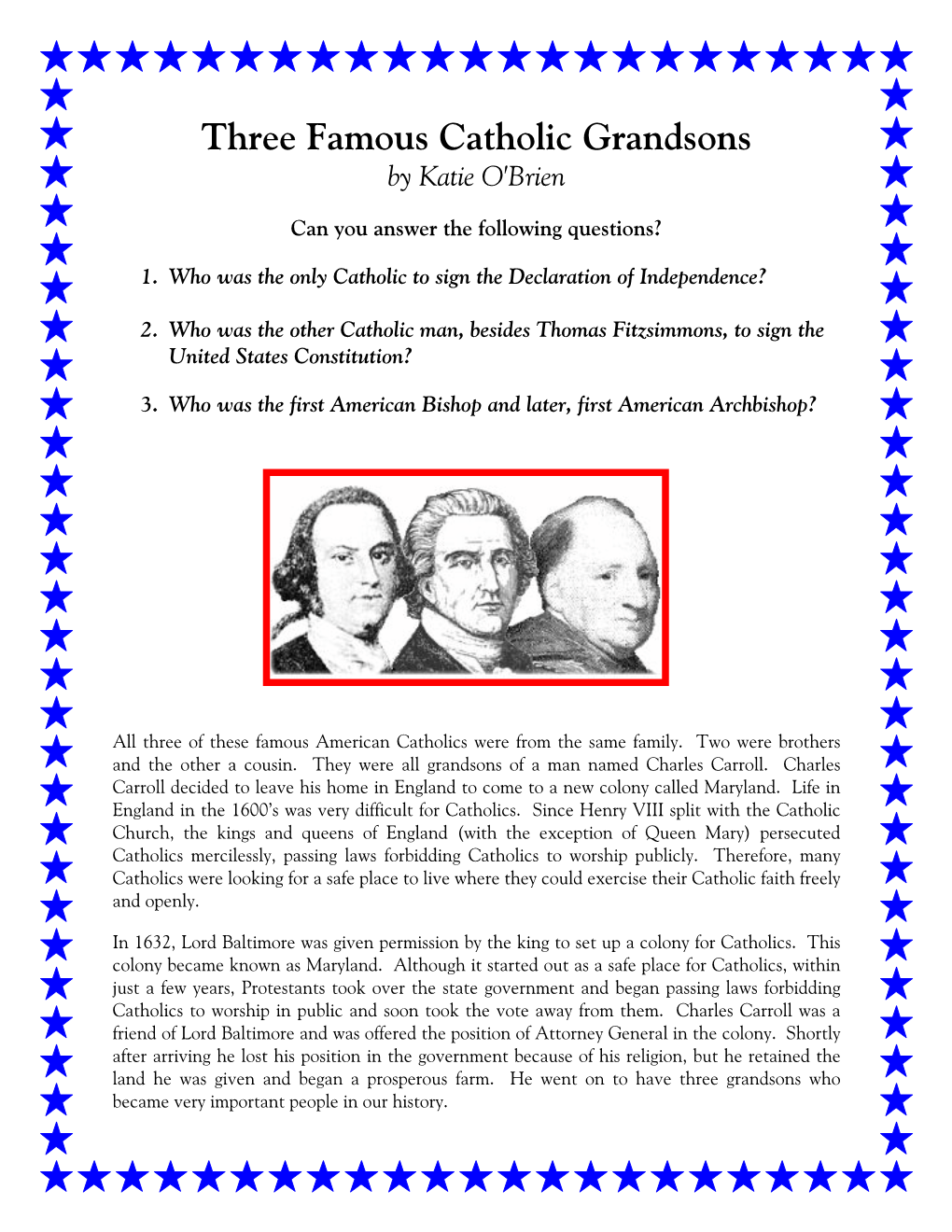 Three Famous Catholic Grandsons by Katie O'brien