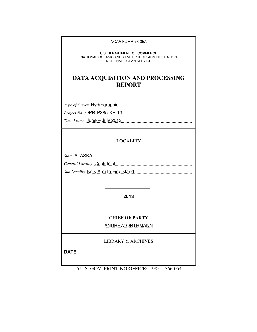 Data Acquisition and Processing Report