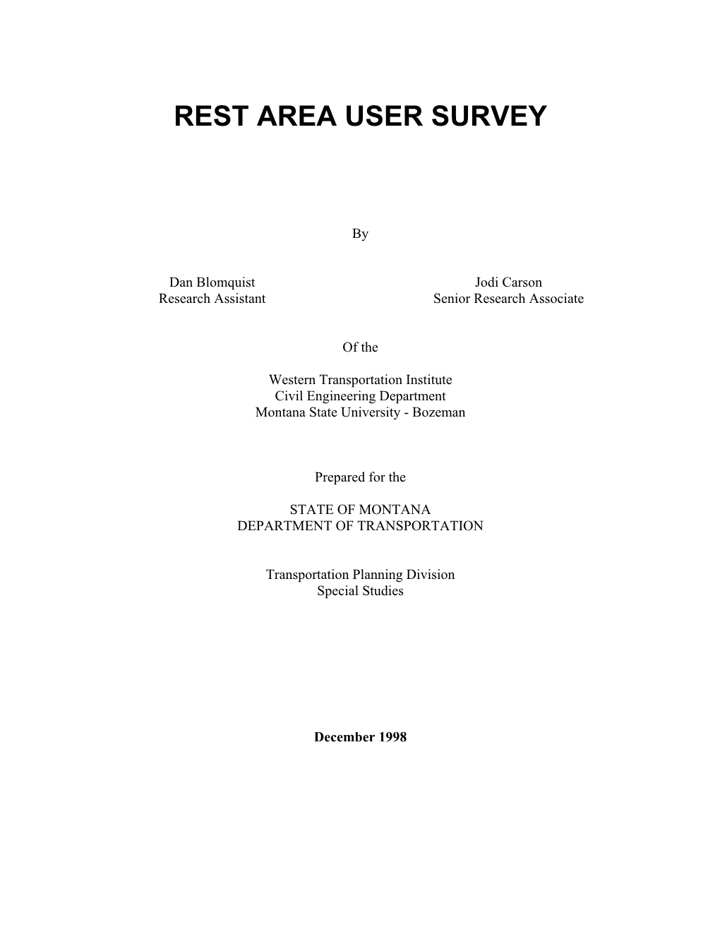 Rest Area User Survey