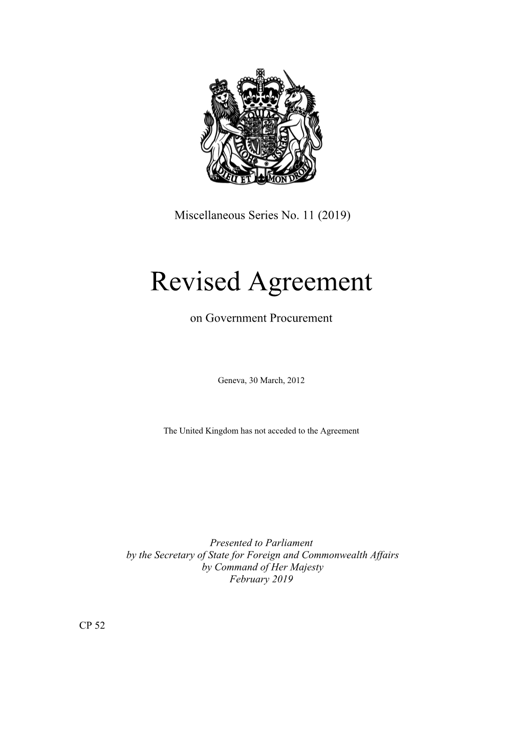 Revised Agreement on Government Procurement*