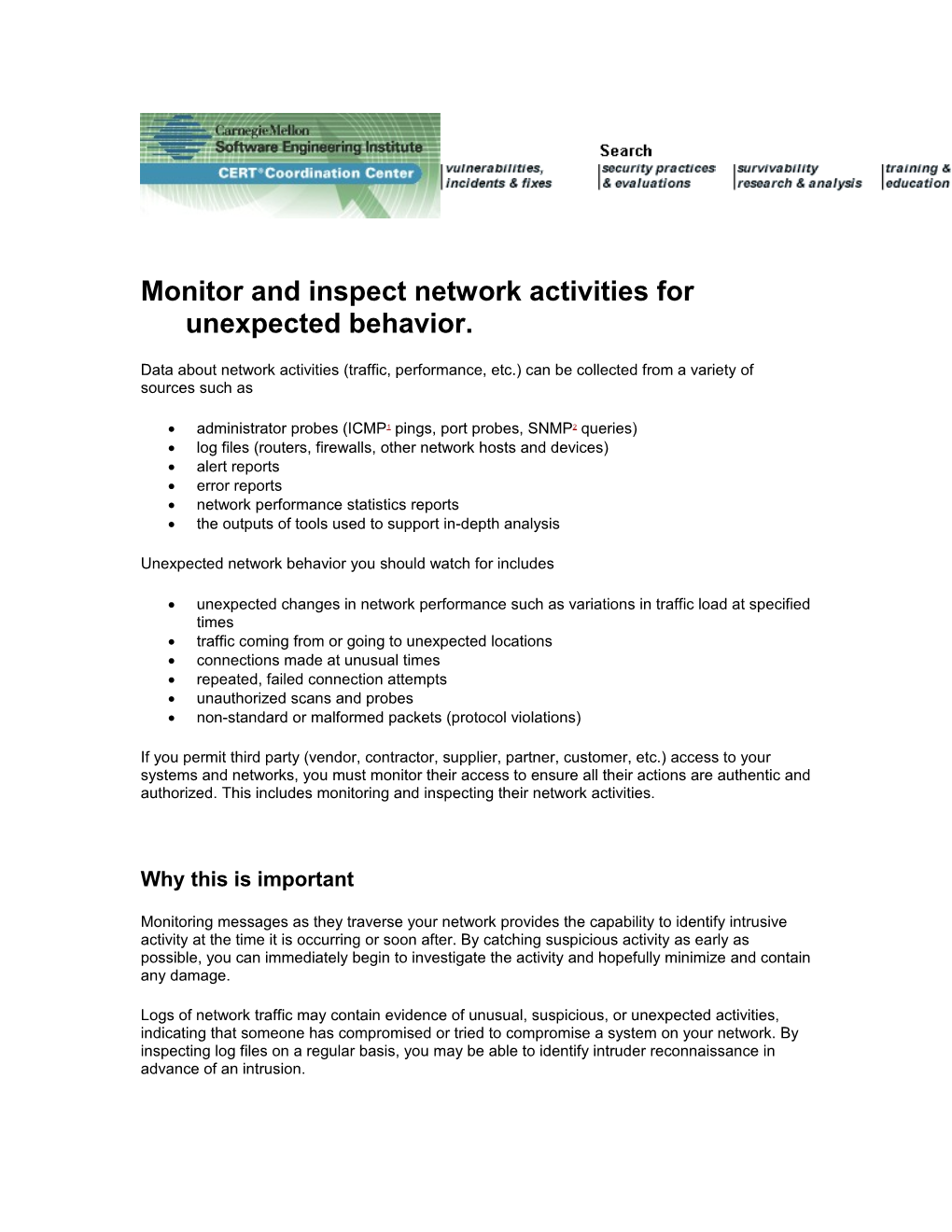 Monitor and Inspect Network Activities for Unexpected Behavior