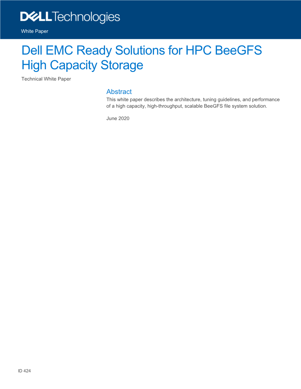 Dell EMC Ready Solution for HPC Beegfs High Capacity Storage