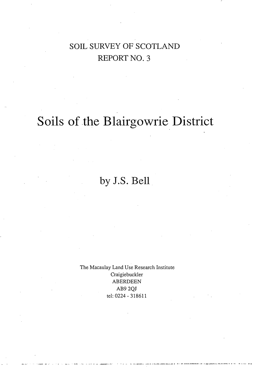 Soils of .The Blairgowrie District