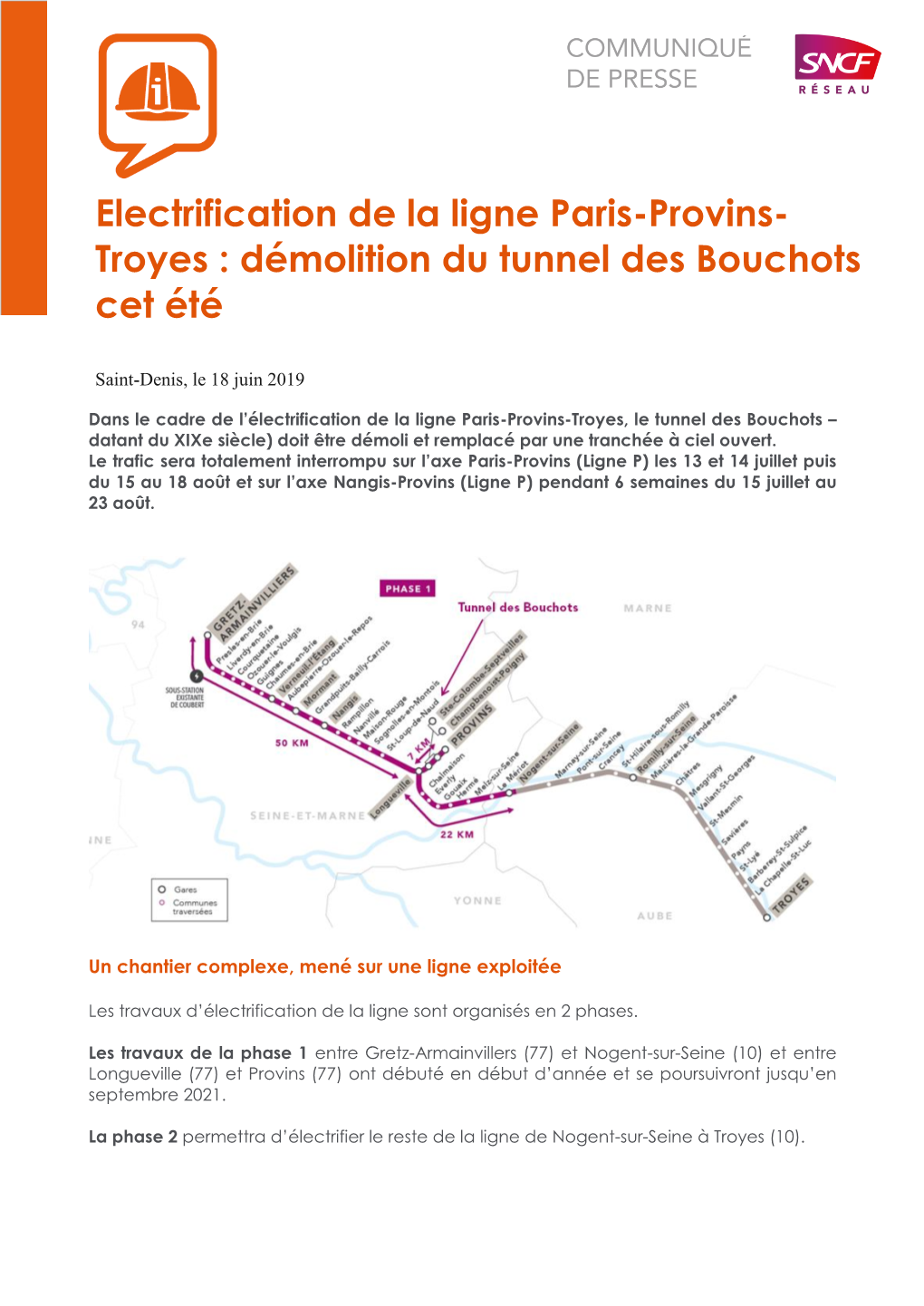 Electrification De La Ligne Paris-Provins- Troyes : Démolition Du Tunnel Des Bouchots Cet Été