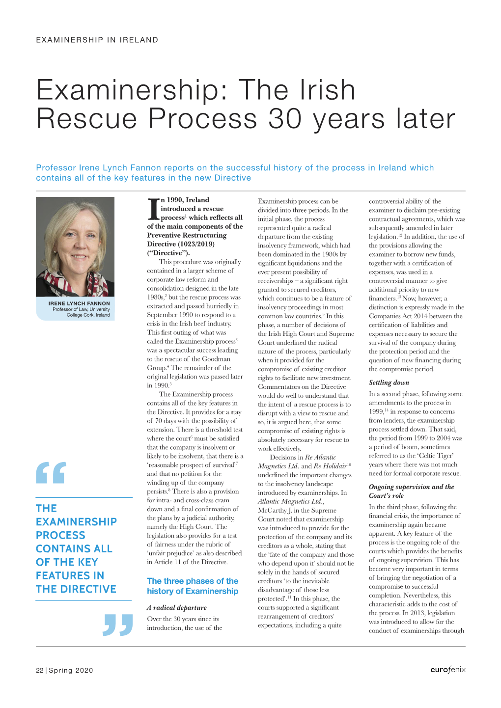 Examinership: the Irish Rescue Process 30 Years Later