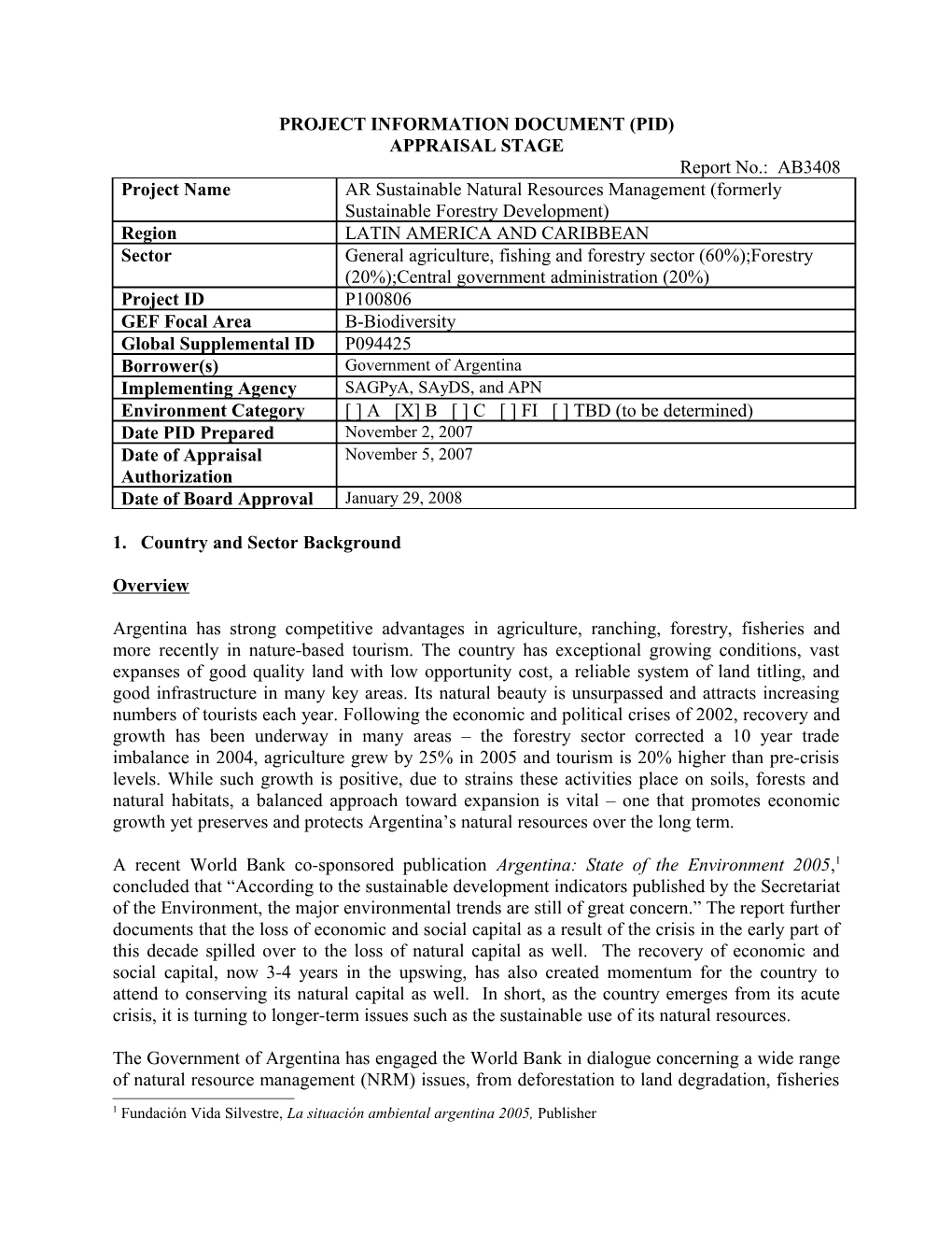 Project Information Document (Pid) s60