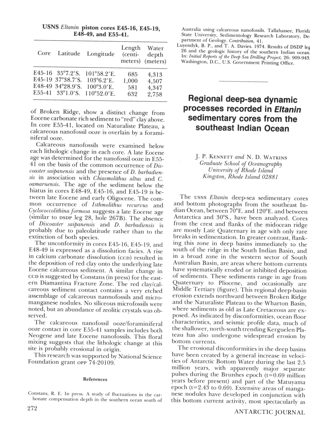 Regional Deep-Sea Dynamic Processes Recorded in Eltanin