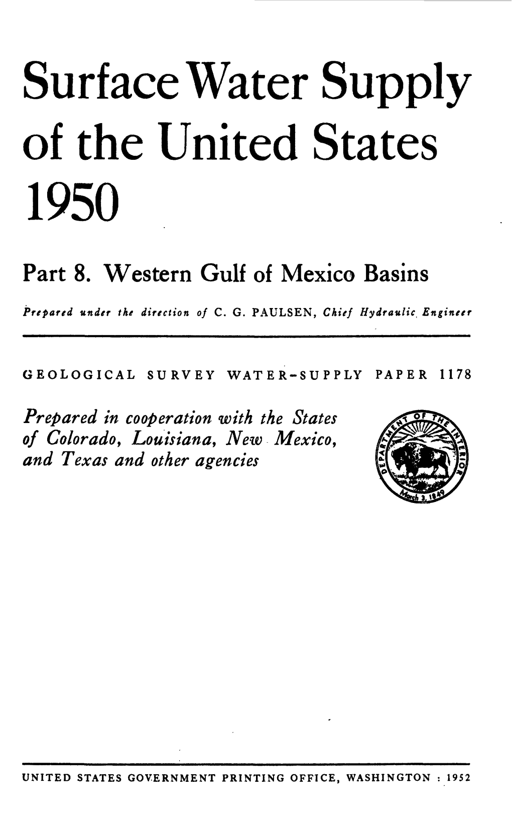 Surface Water Supply of the United States 1950