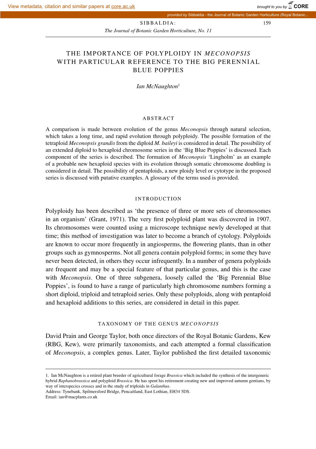 The Importance of Polyploidy in Meconopsis With