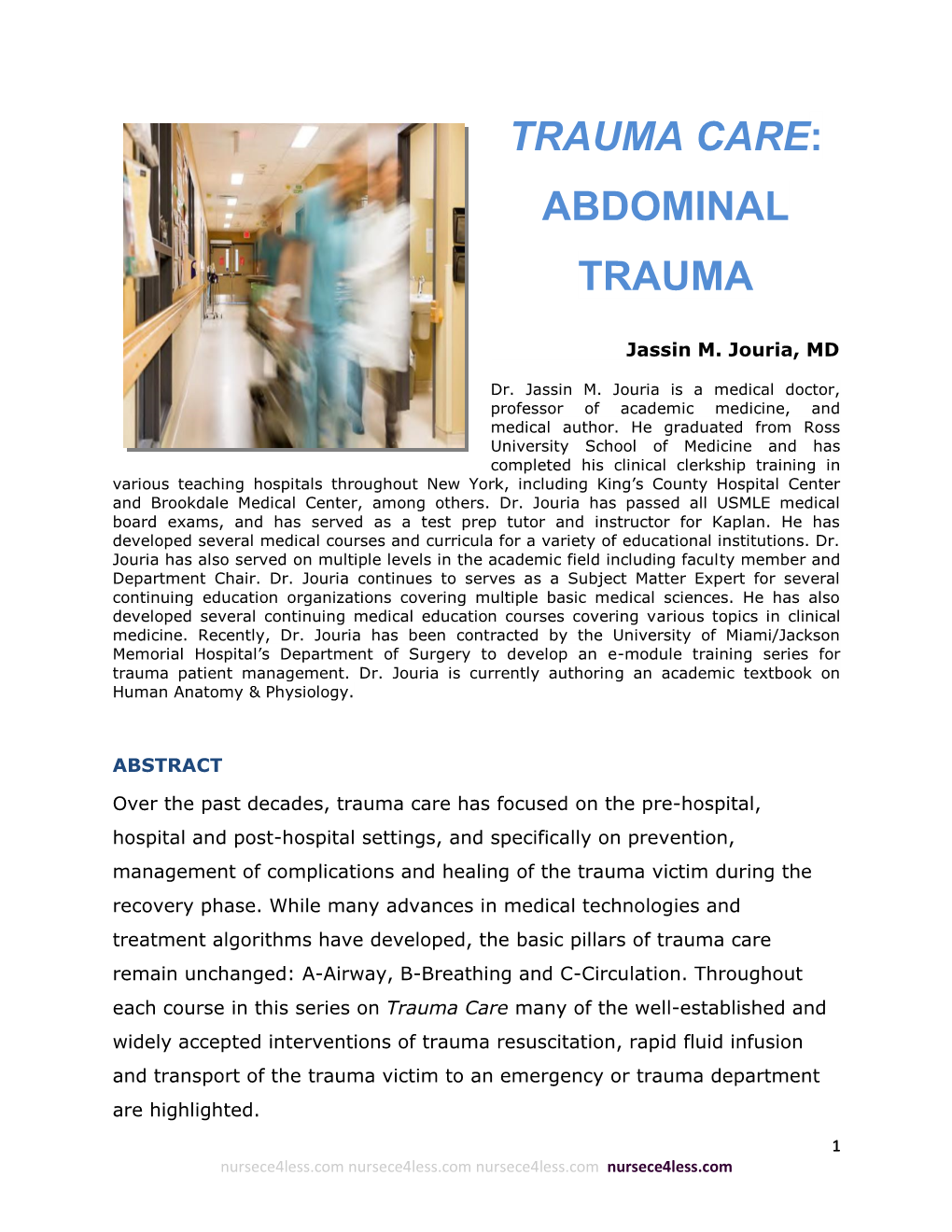 Trauma Care: Abdominal Trauma