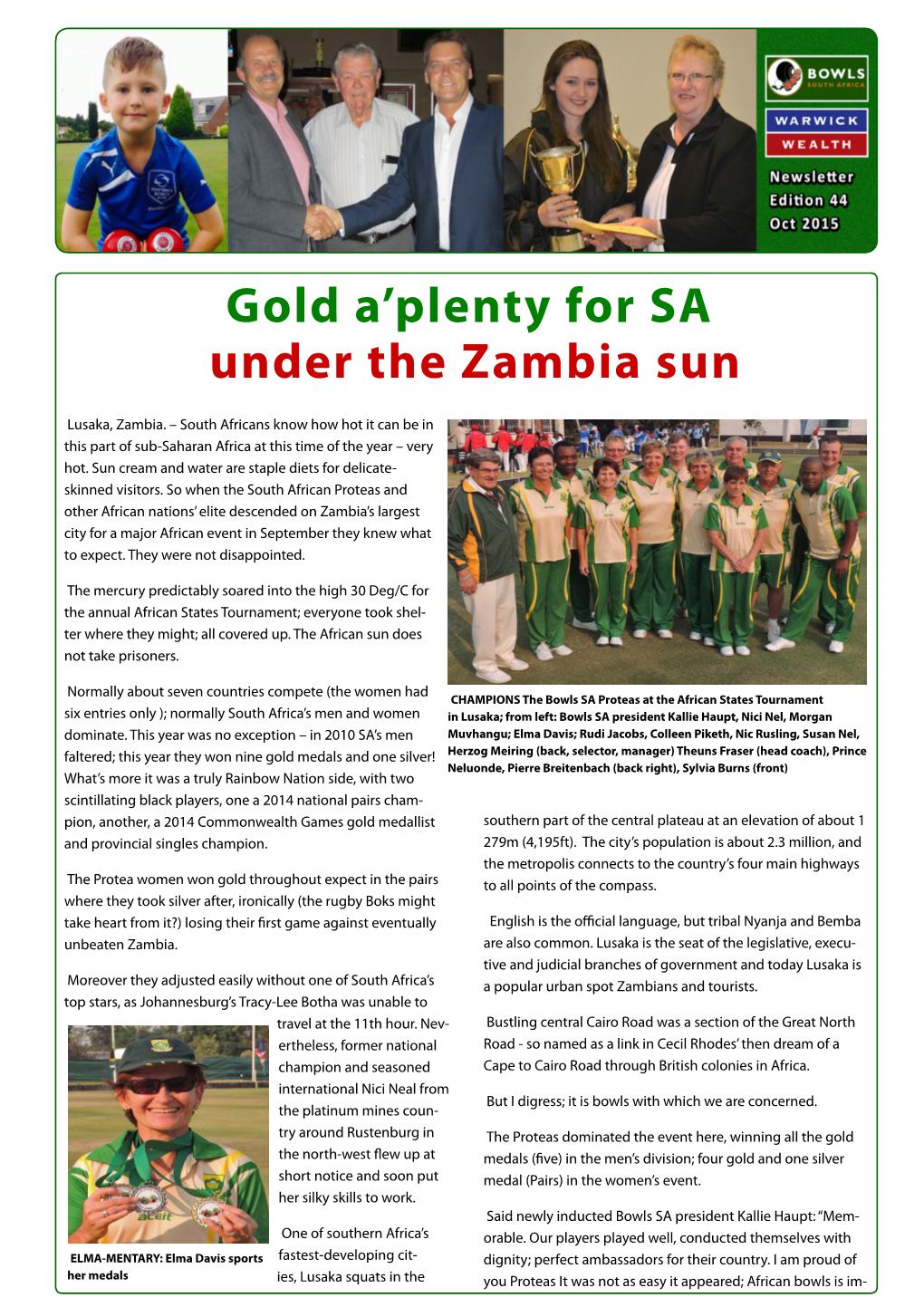 Gold A'plenty for SA Under the Zambia