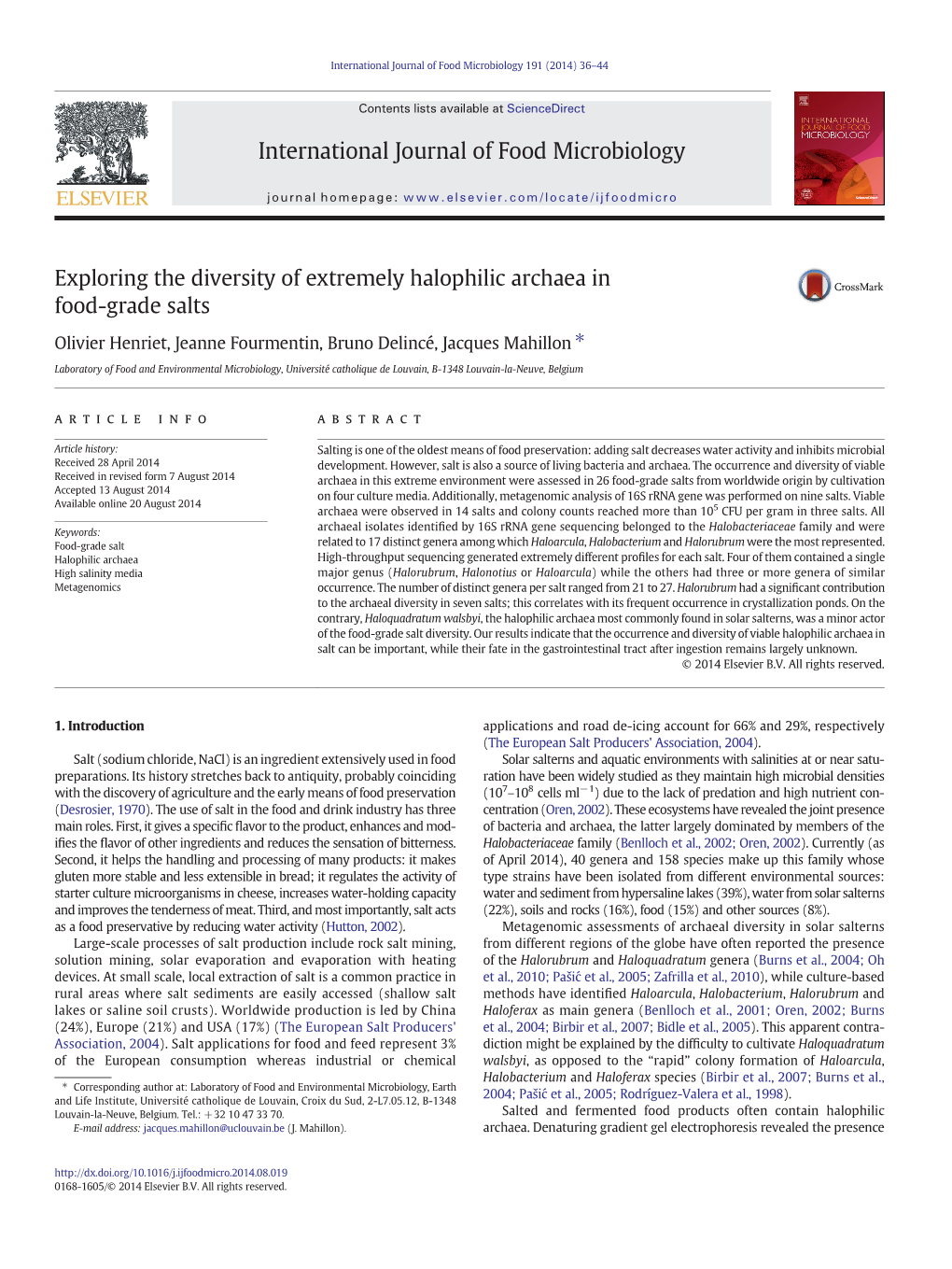 Exploring the Diversity of Extremely Halophilic Archaea in Food-Grade Salts