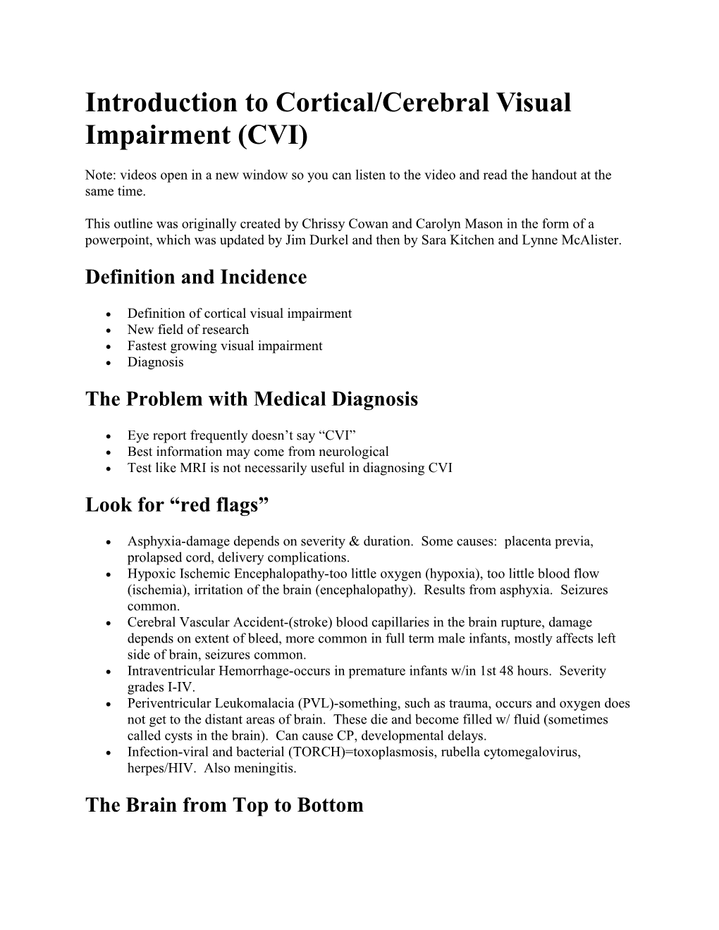 Introduction to Cortical/Cerebral Visual Impairment (CVI)