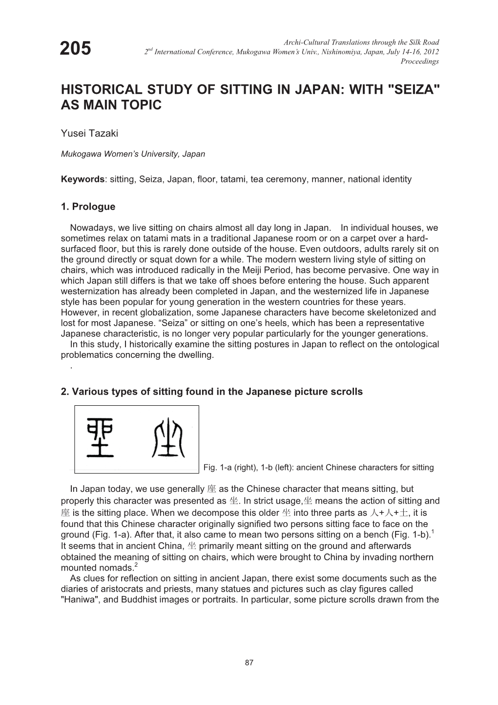 205 2Nd International Conference, Mukogawa Women’S Univ., Nishinomiya, Japan, July 14-16, 2012 Proceedings