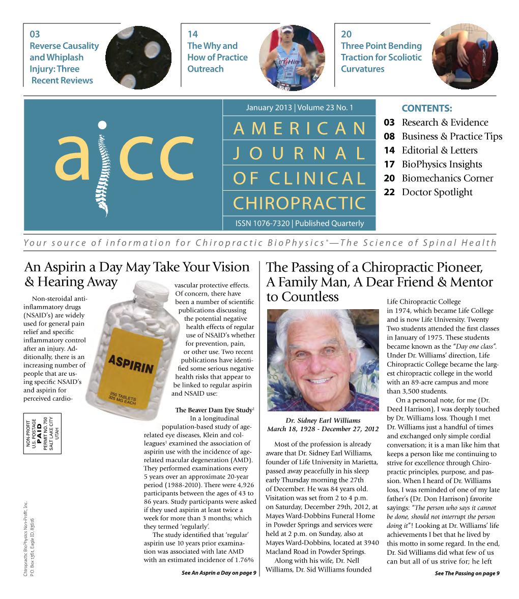 American J O U R N a L of Clinical Chiropractic