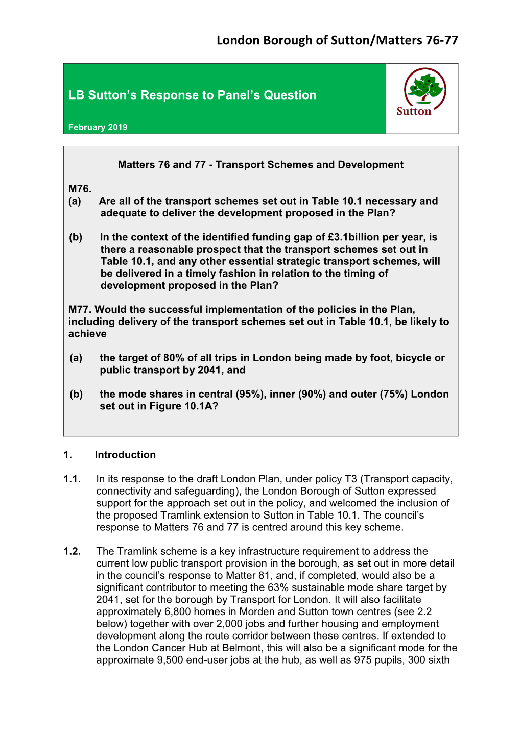 London Borough of Sutton/Matters 76-77