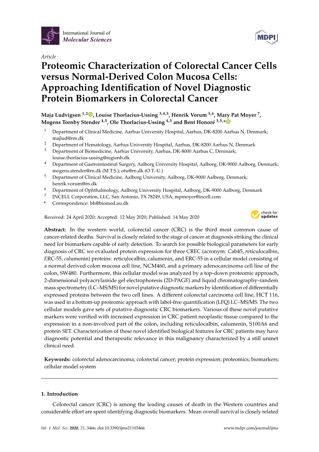 Proteomic Characterization of Colorectal Cancer Cells Versus Normal-Derived Colon Mucosa Cells