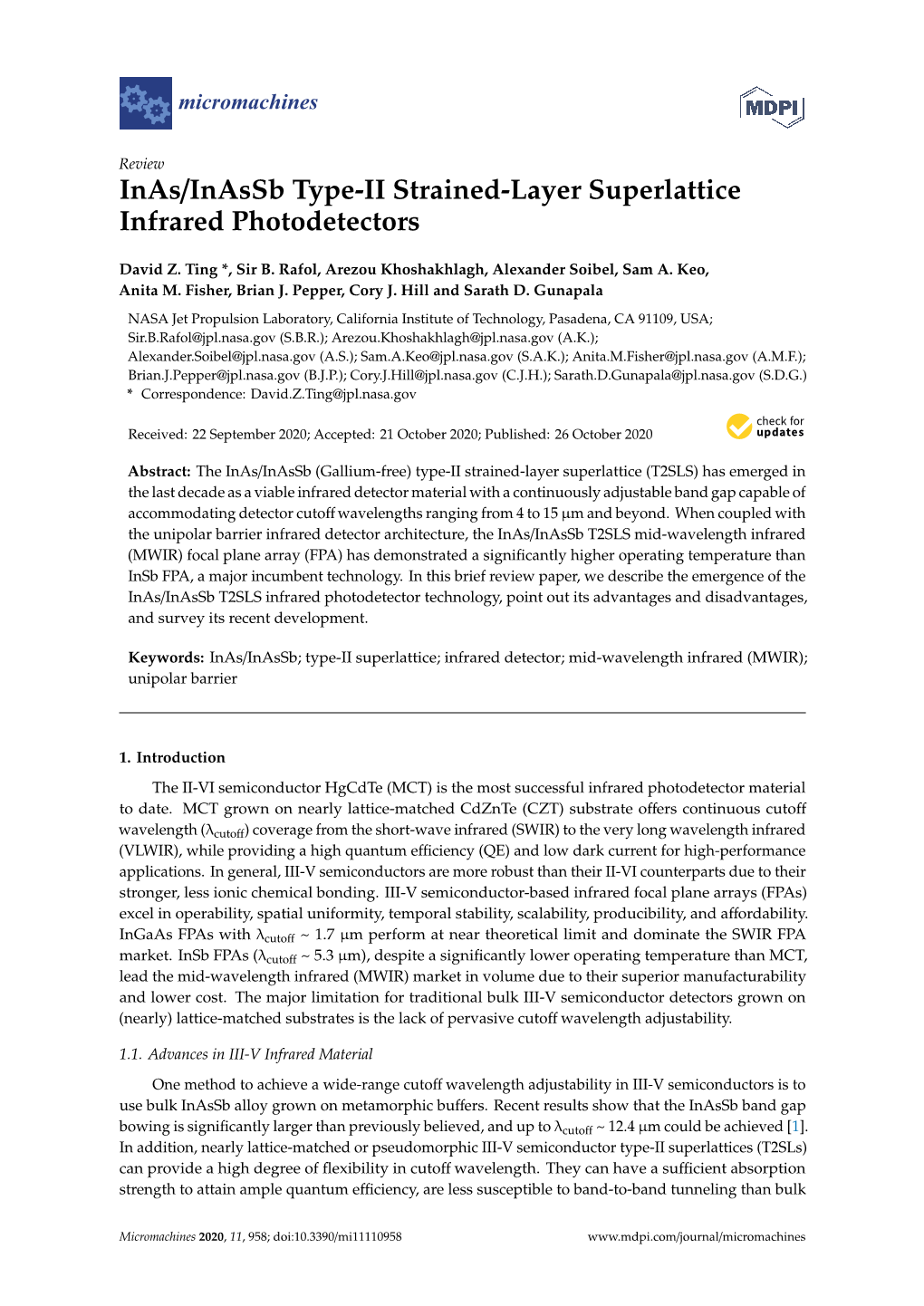 Inas/Inassb Type-II Strained-Layer Superlattice Infrared Photodetectors