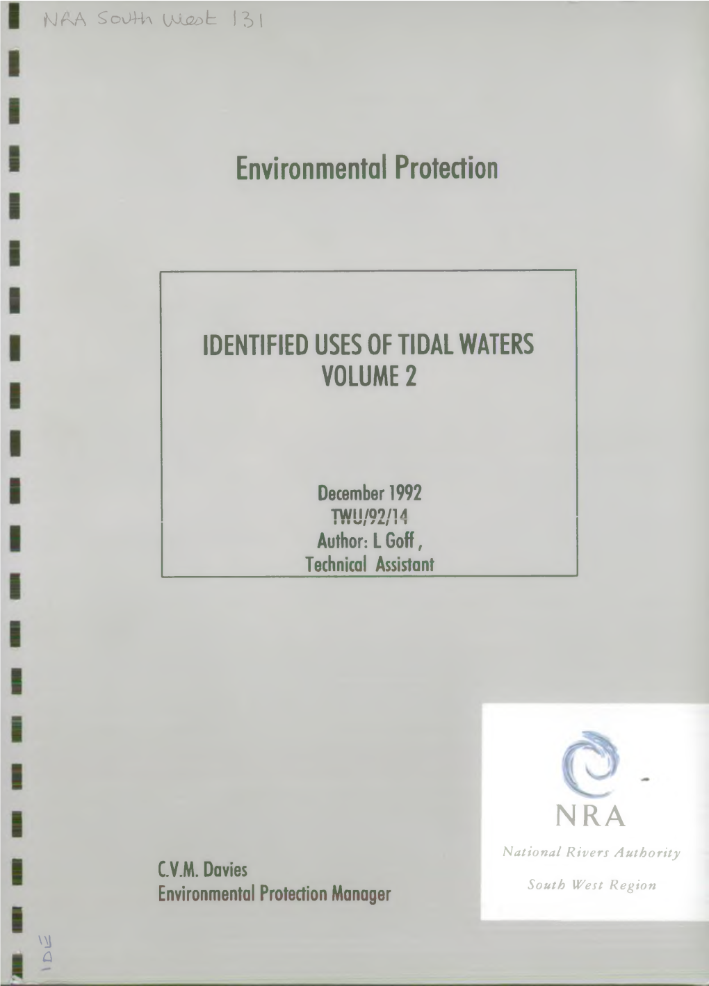 Environmental Protection IDENTIFIED USES of TIDAL WATERS VOLUME 2