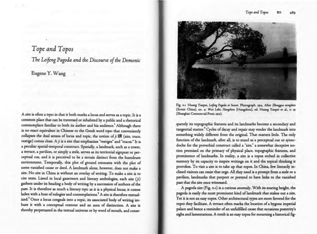 Tope and T Opos the Leifeng Pagoda and the Discourse of the Demonic