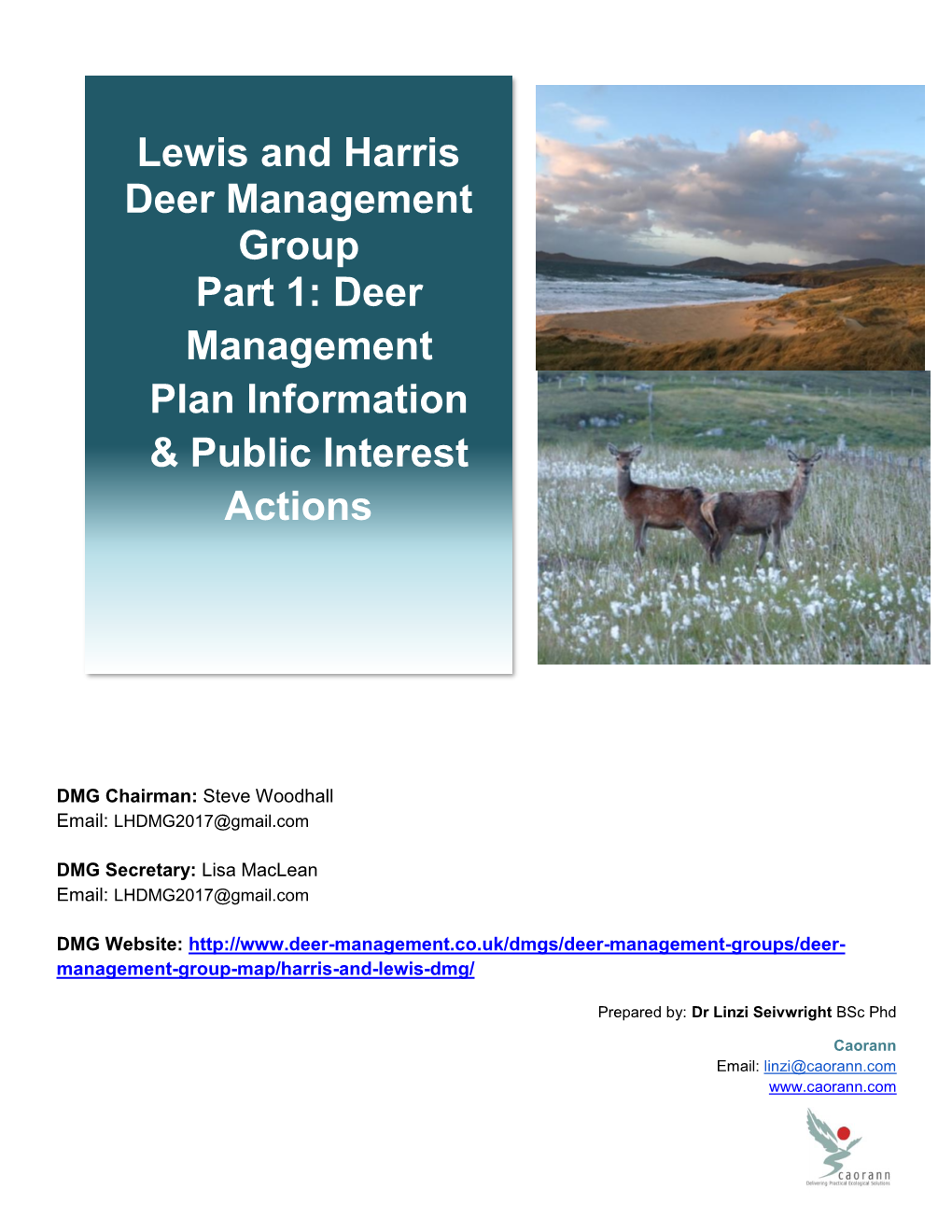 Lewis and Harris Deer Management Group Part 1: Deer Management Plan Information & Public Interest Actions