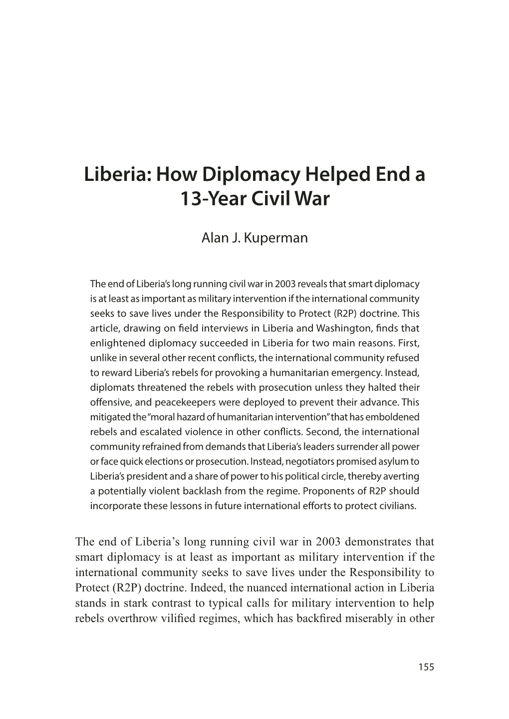 Liberia: How Diplomacy Helped End a 13-Year Civil War