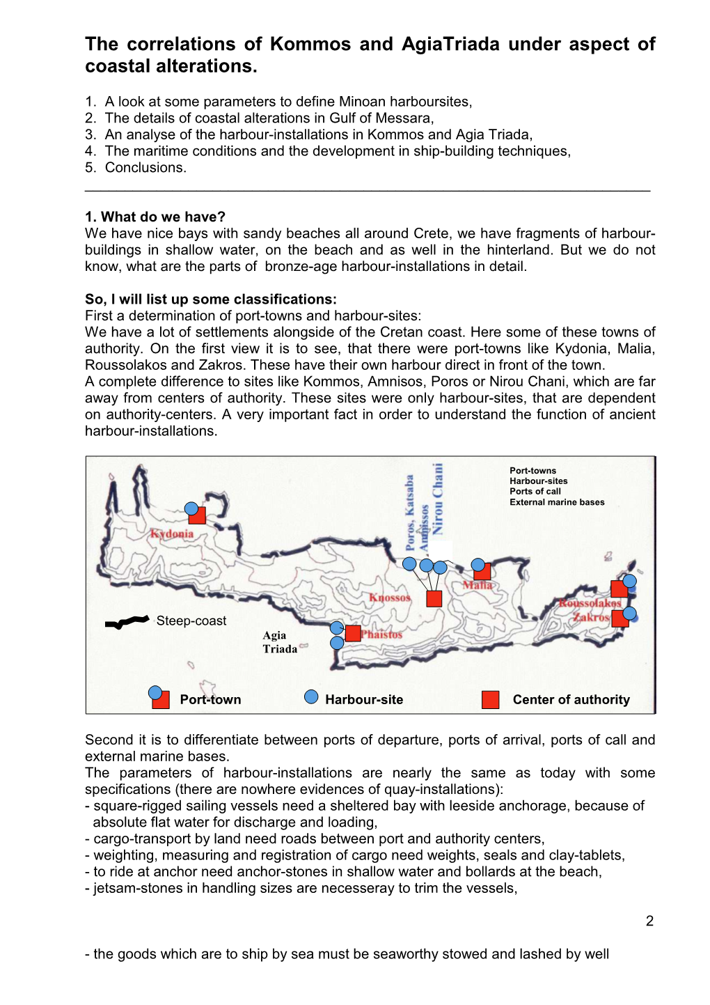 The Correlations of Kommos and Agiatriada Under Aspect of Coastal Alterations