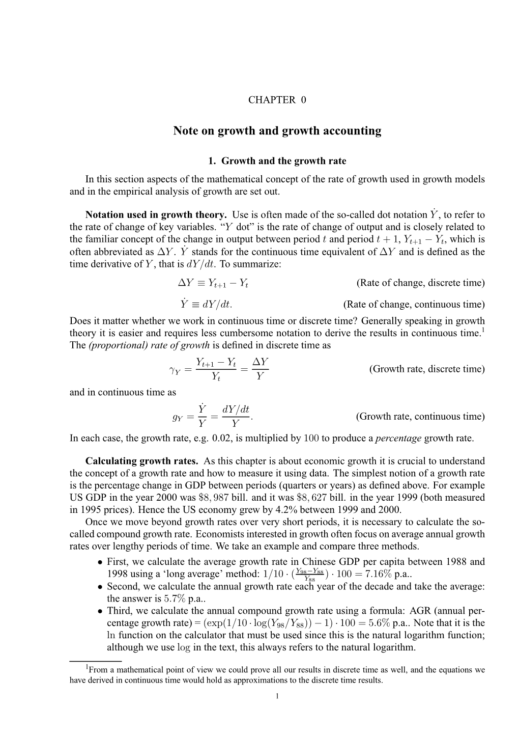 Note on Growth and Growth Accounting