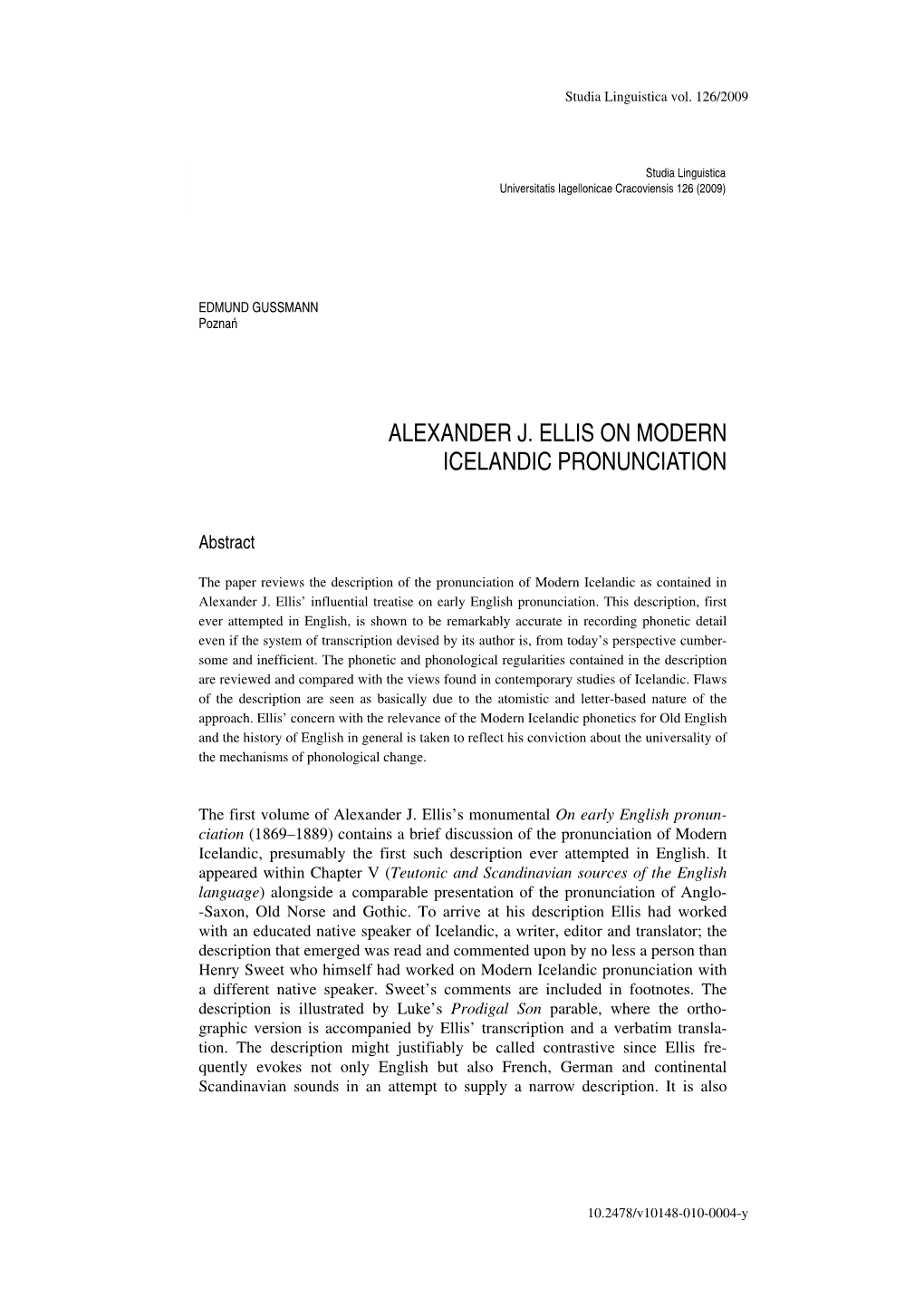 Alexander J. Ellis on Modern Icelandic Pronunciation