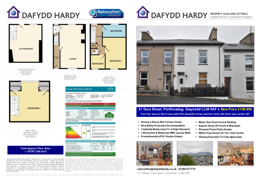 21 Dora Street, Porthmadog, Gwynedd LL49 9AF New Price