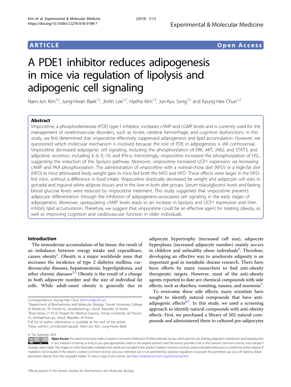 A PDE1 Inhibitor Reduces Adipogenesis in Mice Via Regulation