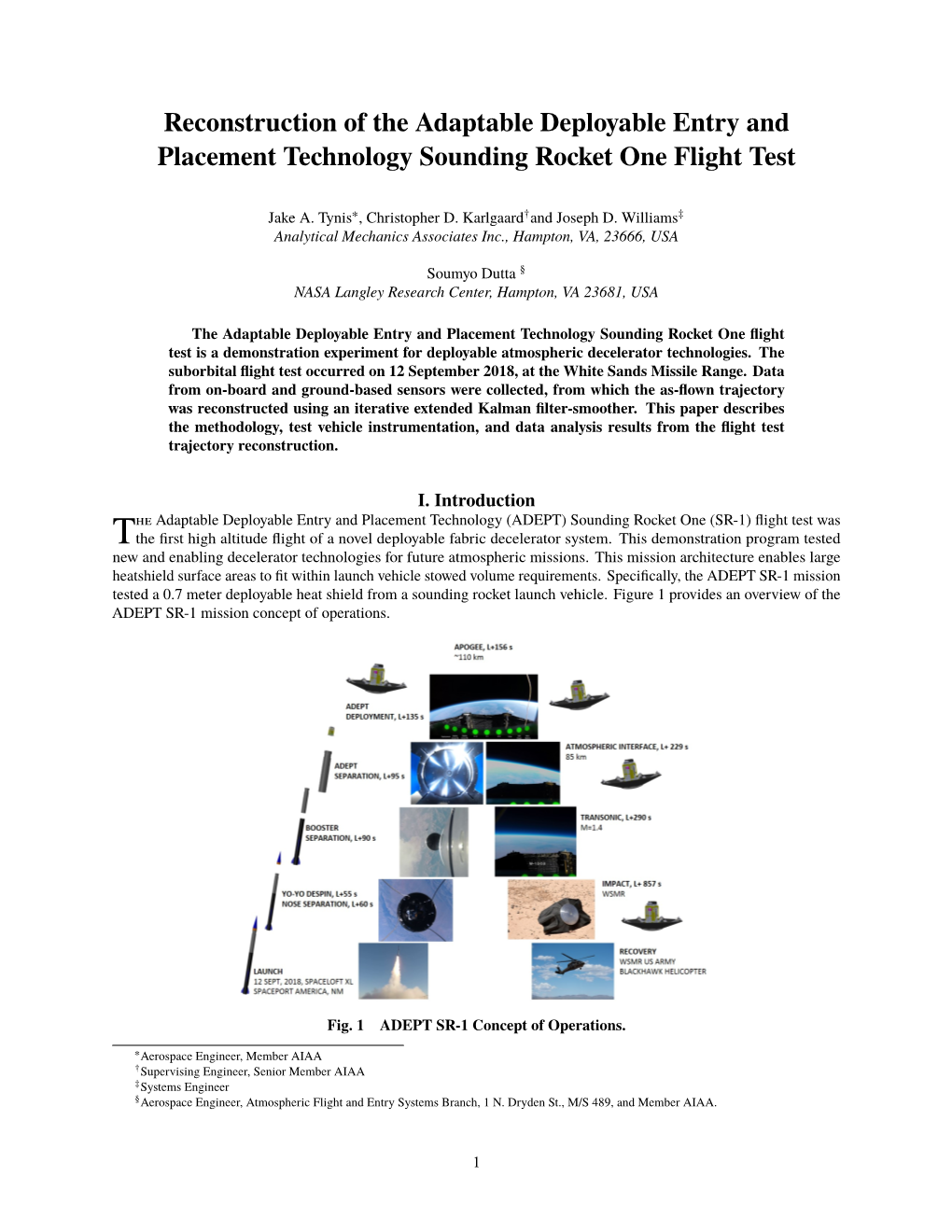 Reconstruction of the Adaptable Deployable Entry and Placement Technology Sounding Rocket One Flight Test