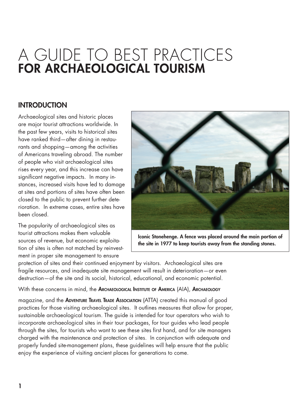 Guide to Best Practices for Archaeological Tourism