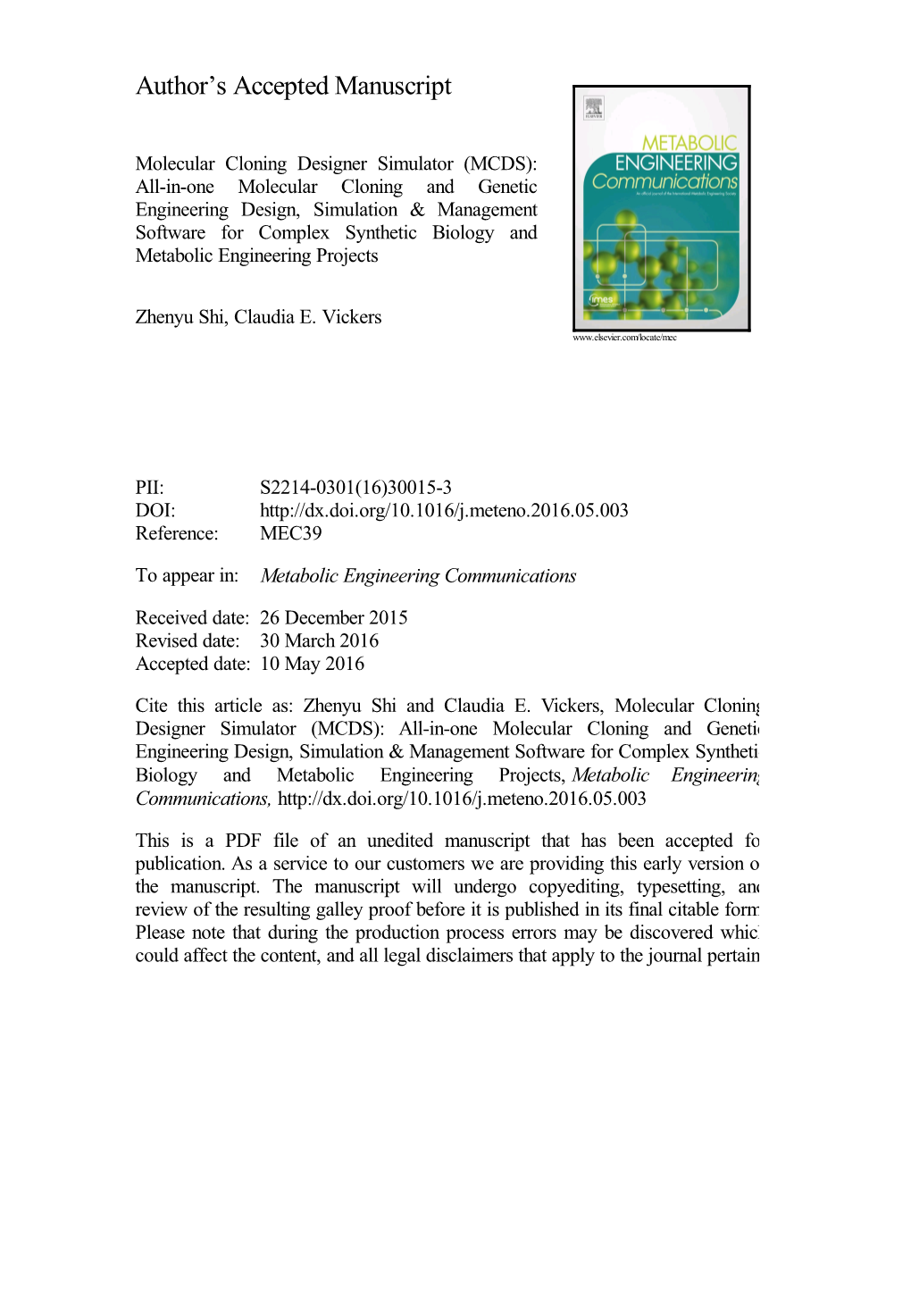 All-In-One Molecular Cloning and Genetic Engineering Design, Simulation & Management Software for Complex Synthetic Biology and Metabolic Engineering Projects