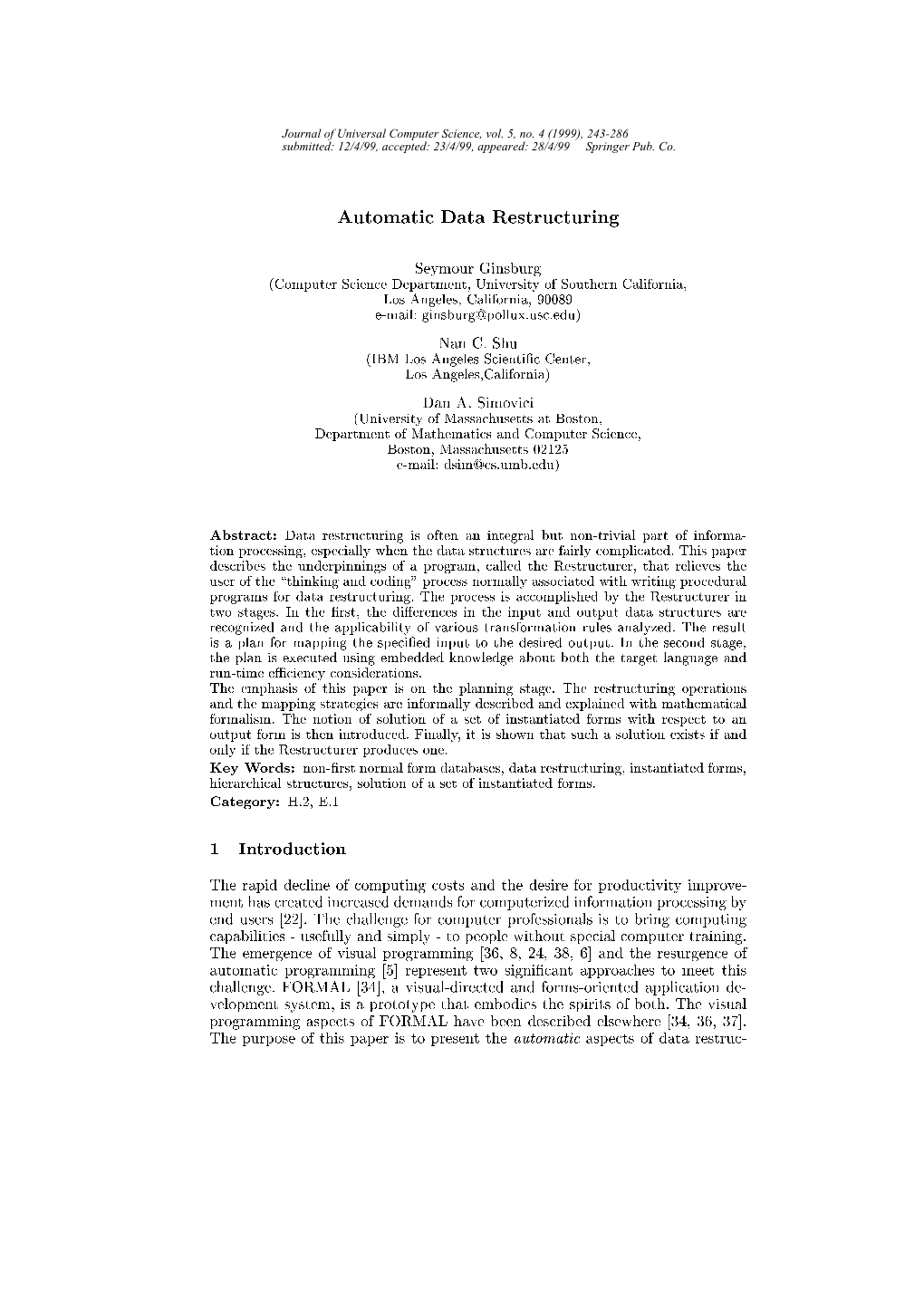 Automatic Data Restructuring