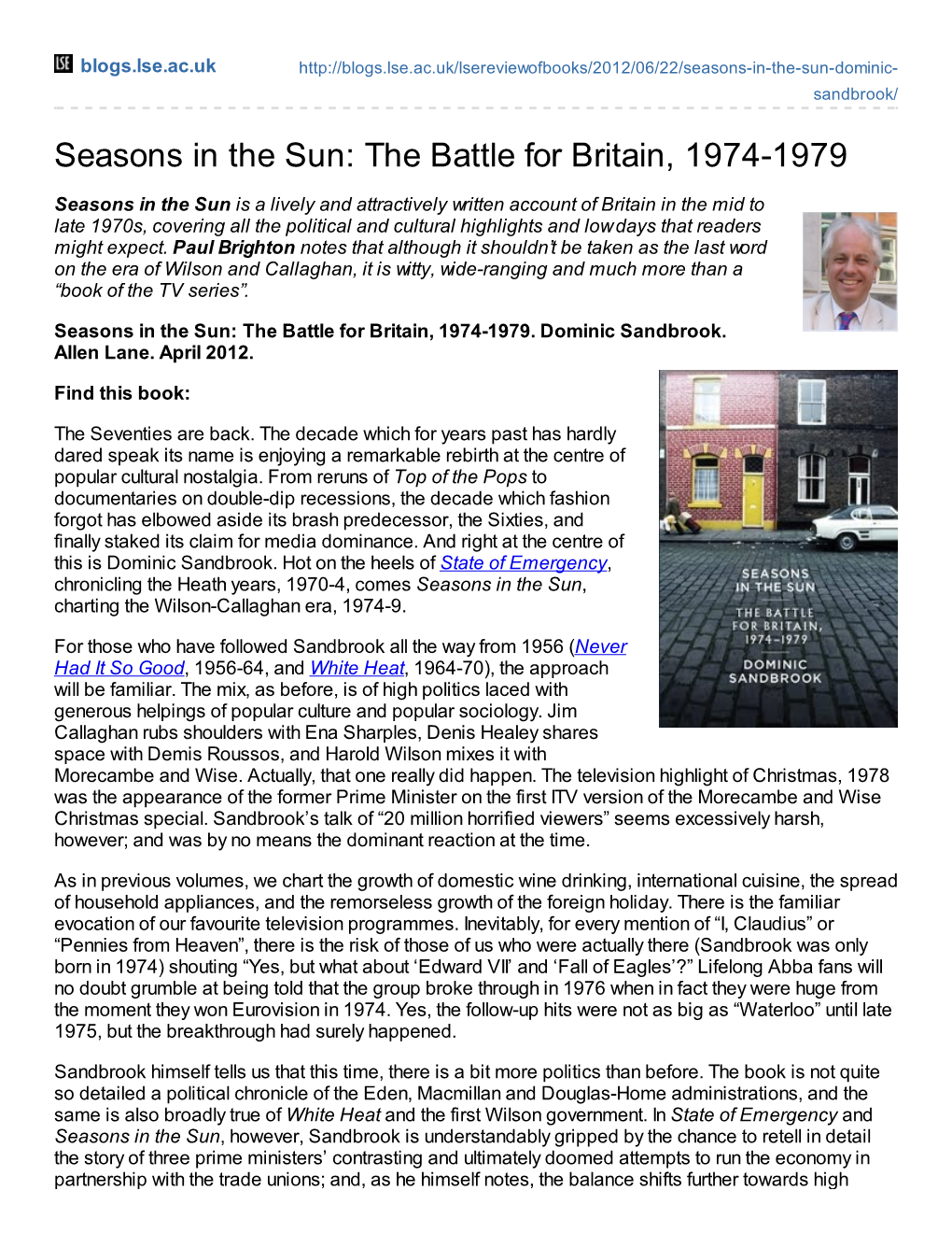 Seasons in the Sun: the Battle for Britain, 1974-1979