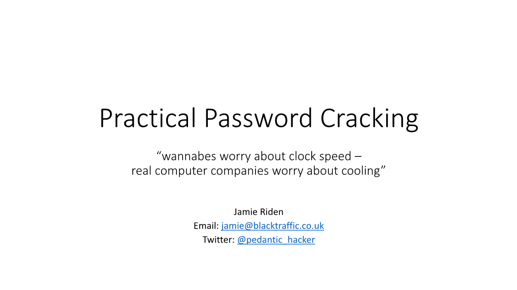 Practical Password Cracking