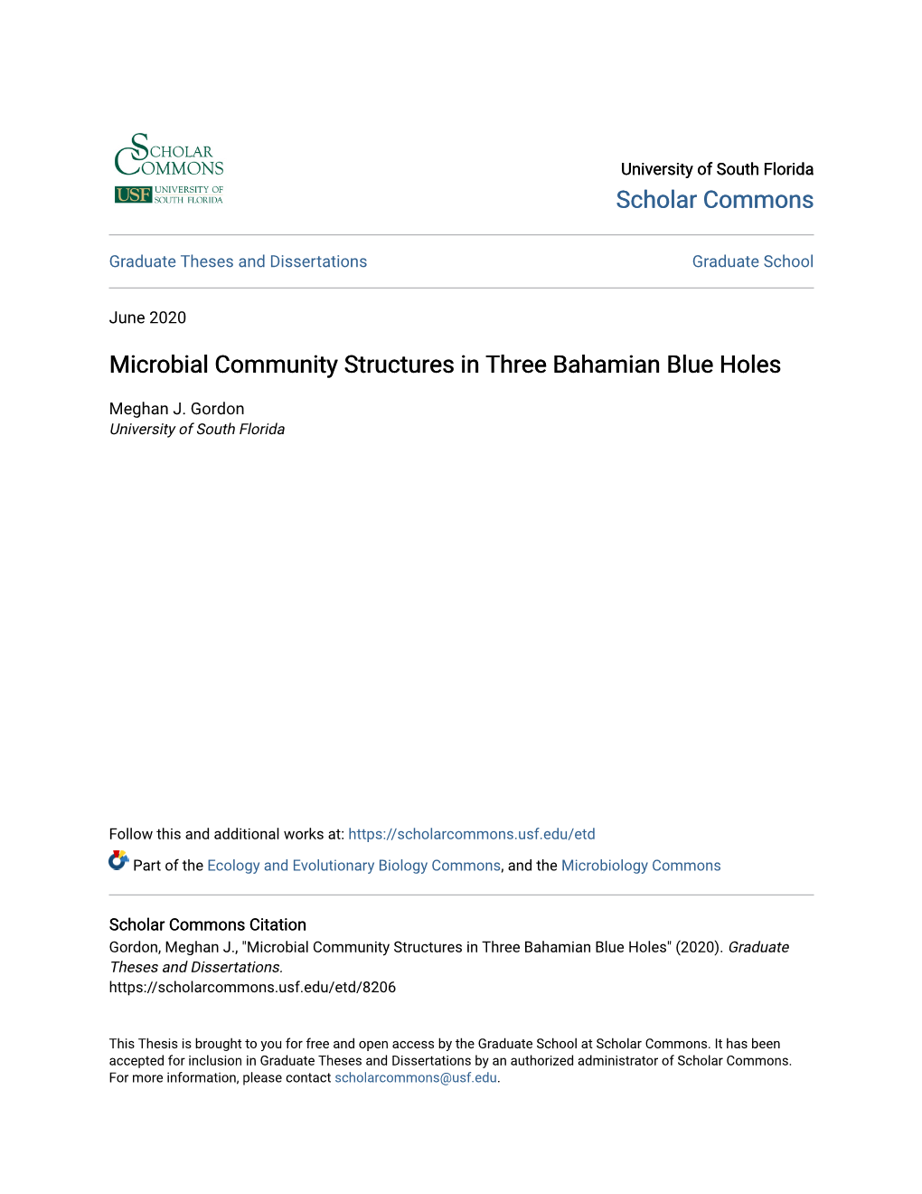 Microbial Community Structures in Three Bahamian Blue Holes