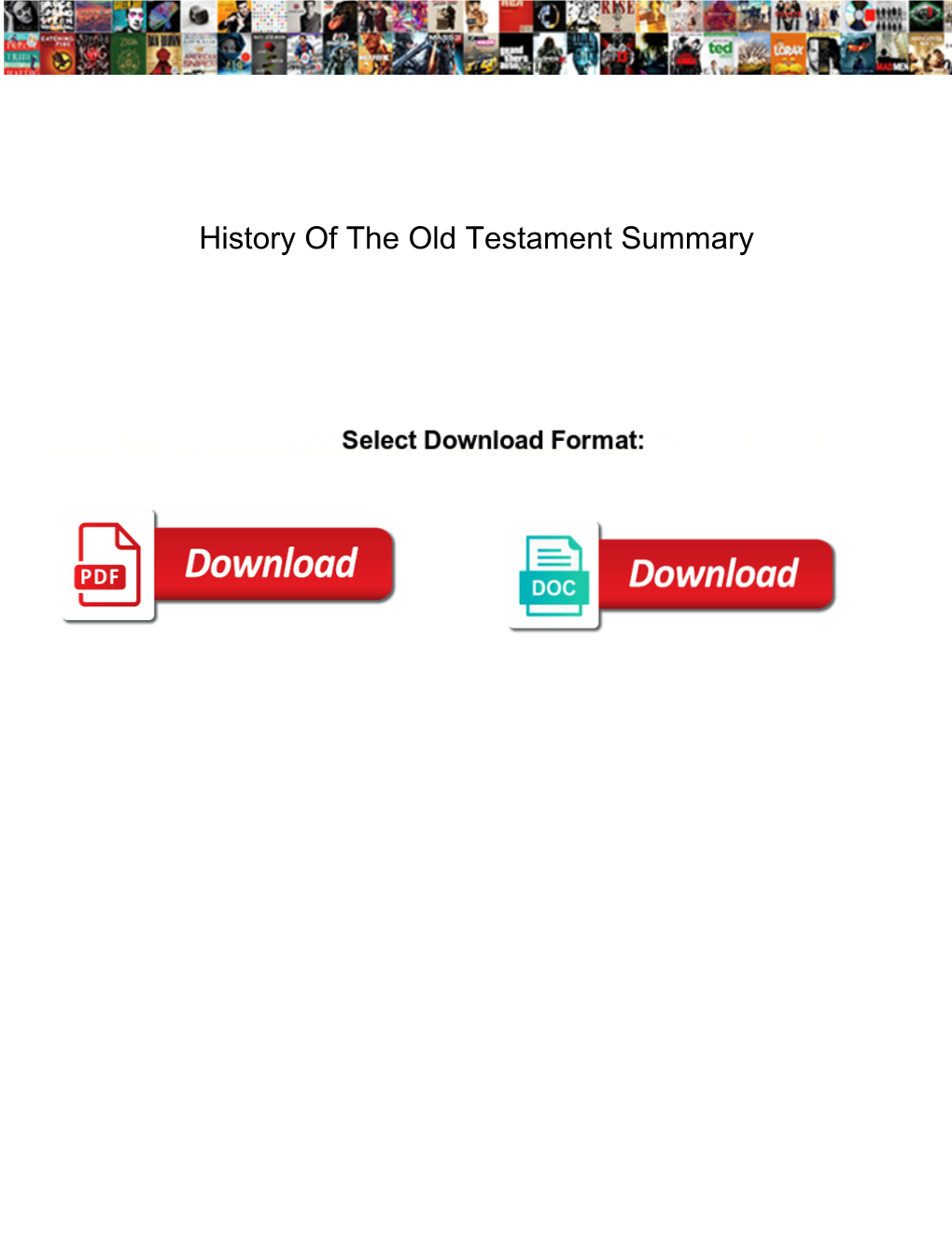 History of the Old Testament Summary