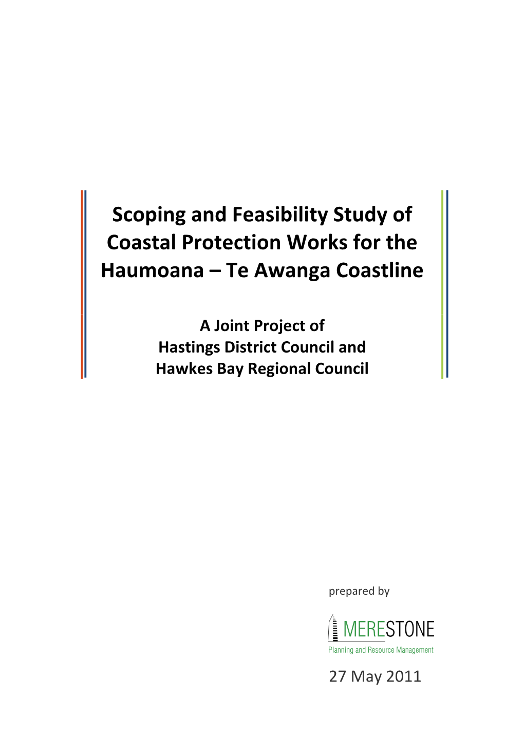 Scoping and Feasibility Study of Coastal Protection Works for the Haumoana – Te Awanga Coastline