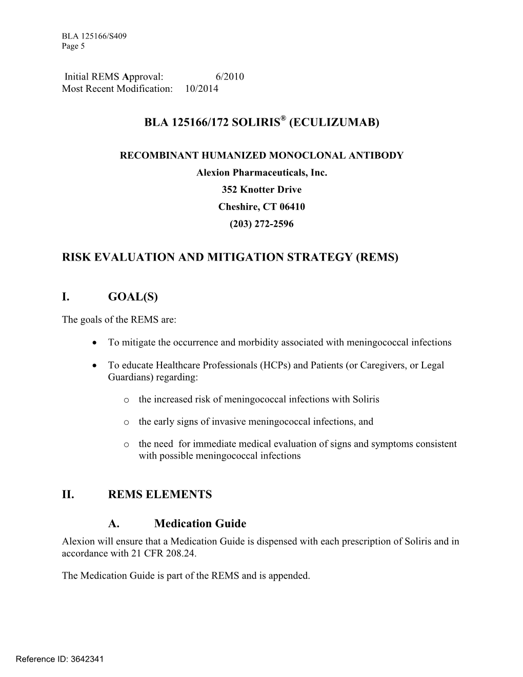 Bla 125166/172 Soliris® (Eculizumab)