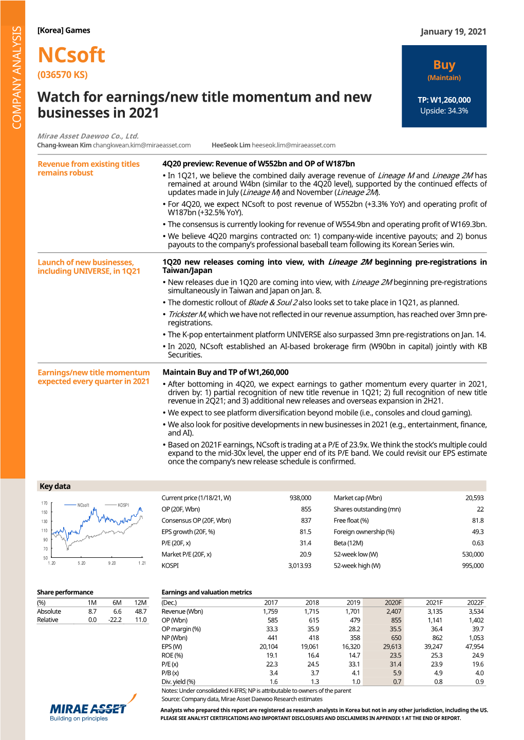 Ncsoft Buy (036570 KS) (Maintain)