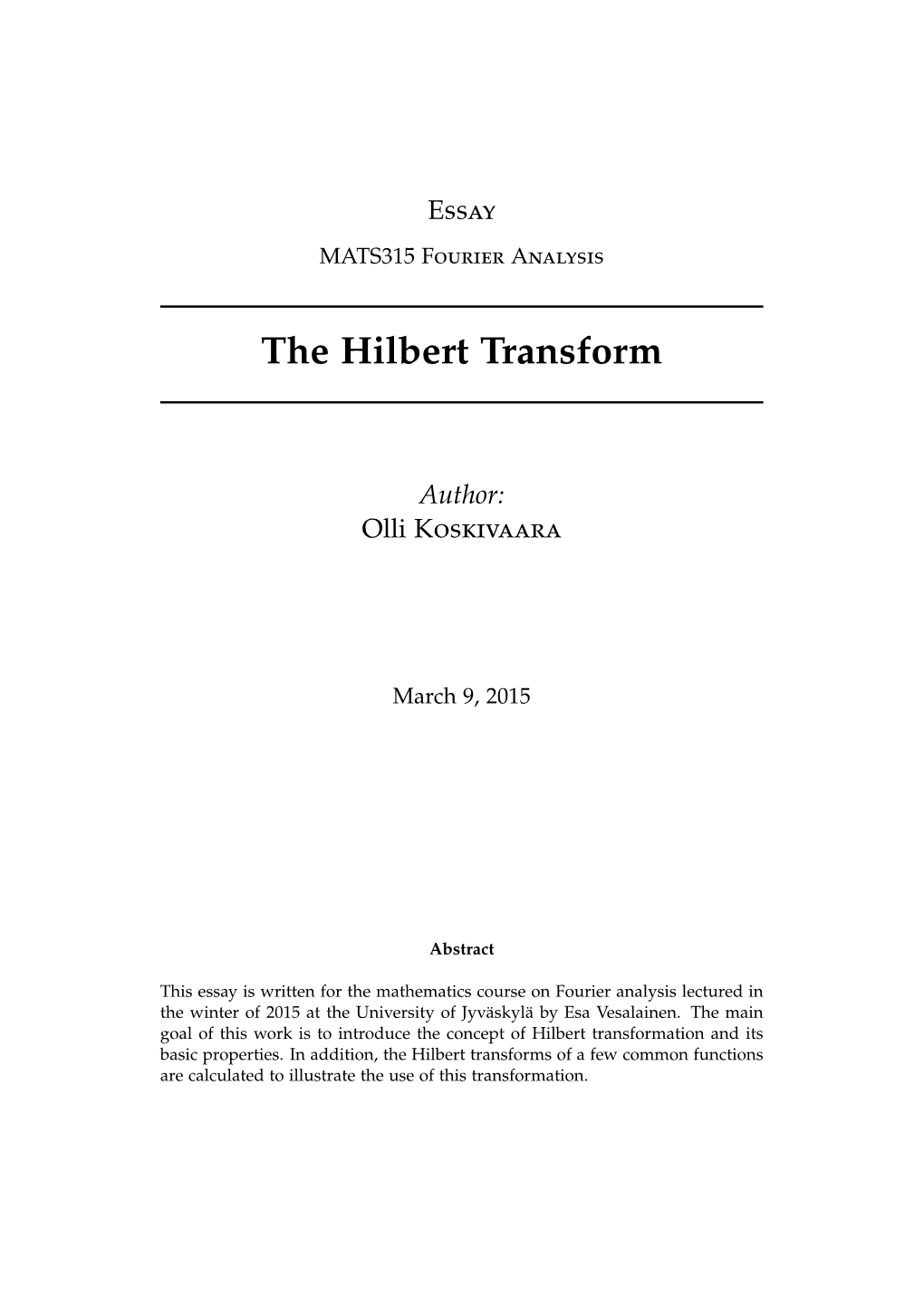 The Hilbert Transform