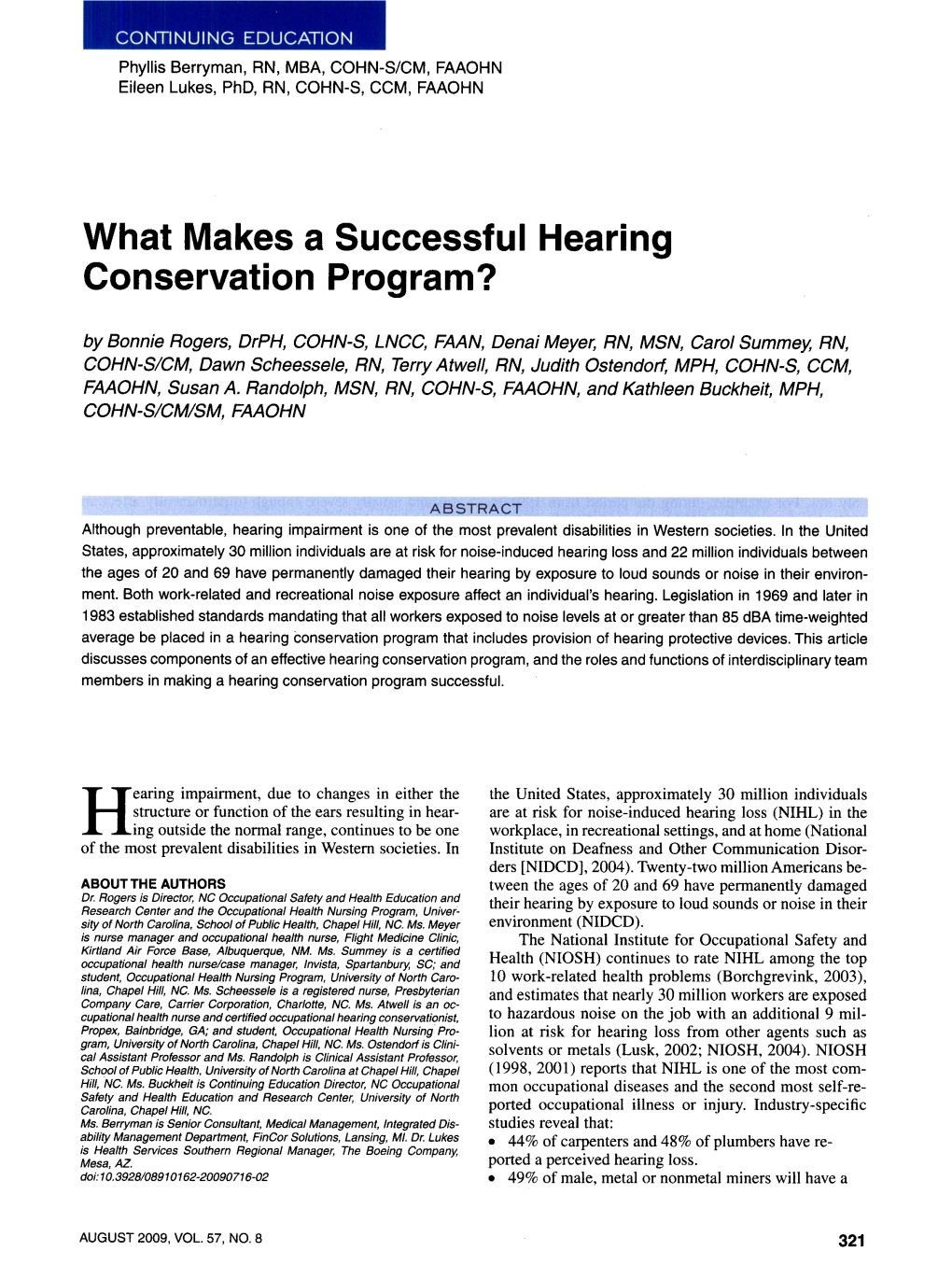What Makes a Successful Hearing Conservation Program?