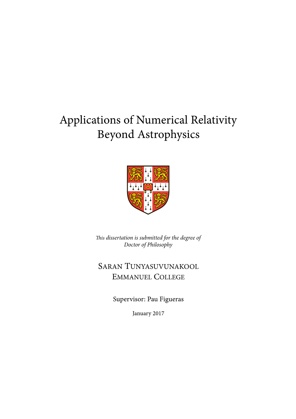 Applications of Numerical Relativity Beyond Astrophysics