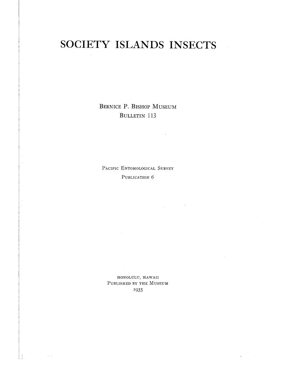 Society Islands Insects