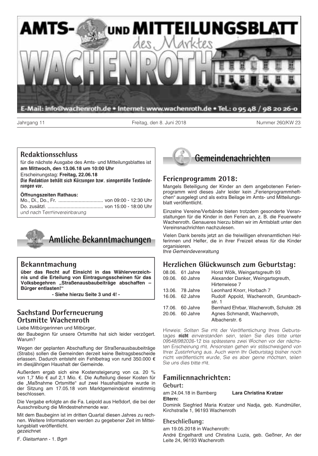 Amtsblatt Nr. 260 – 08.06.18