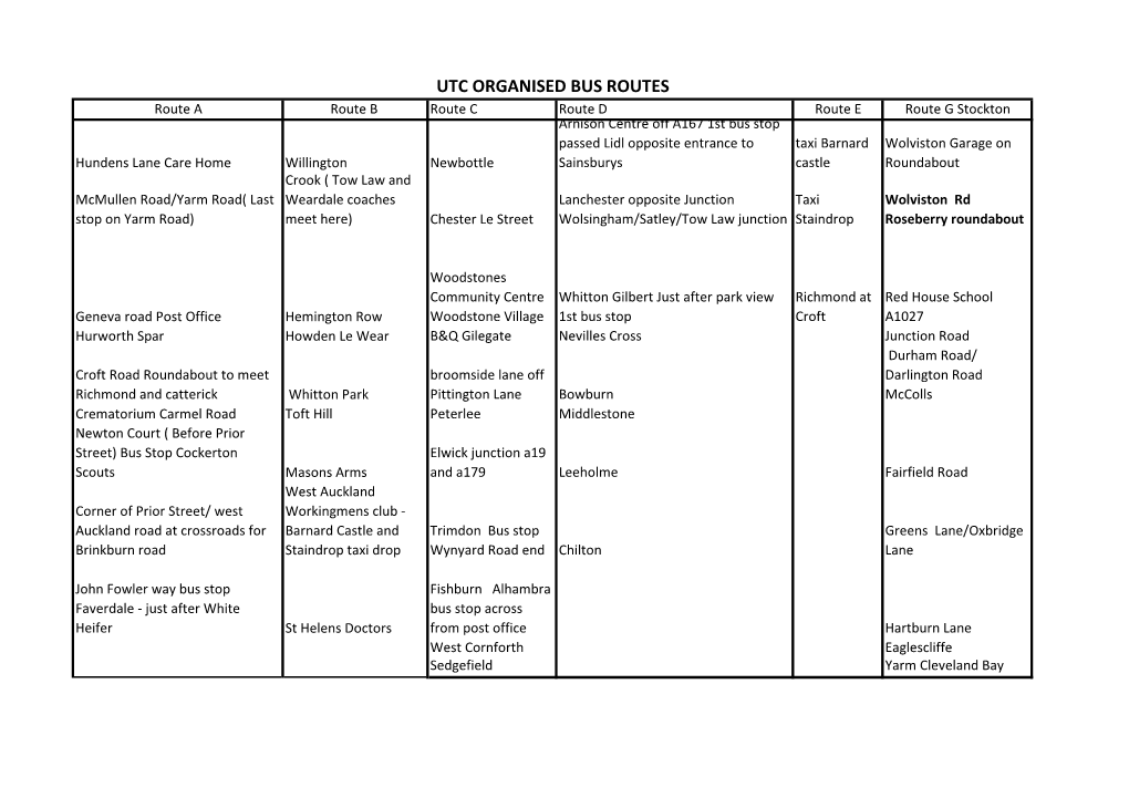 Utc Organised Bus Routes